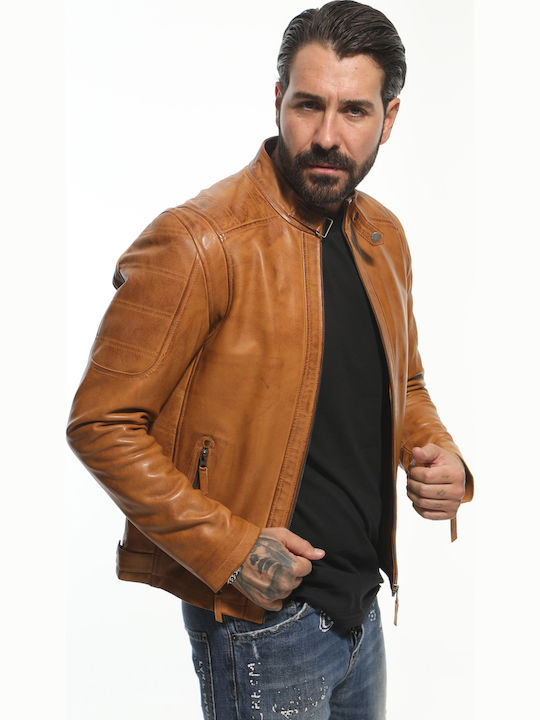 Δερμάτινο Μπουφάν Biker Καφέ