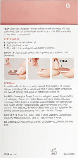 Kiss Nail Tips in Pink Color 28pcs BN01