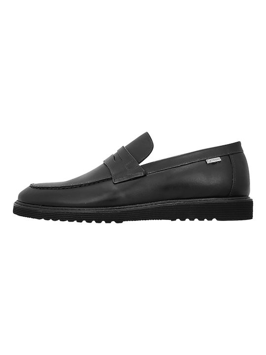 GK Uomo Men's Leather Loafers Black