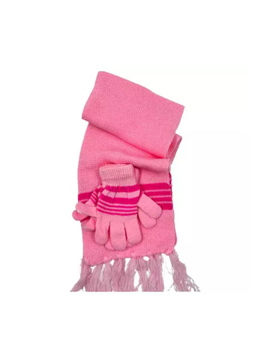 Bode Kids Beanie Set with Scarf & Gloves Knitted Fuchsia