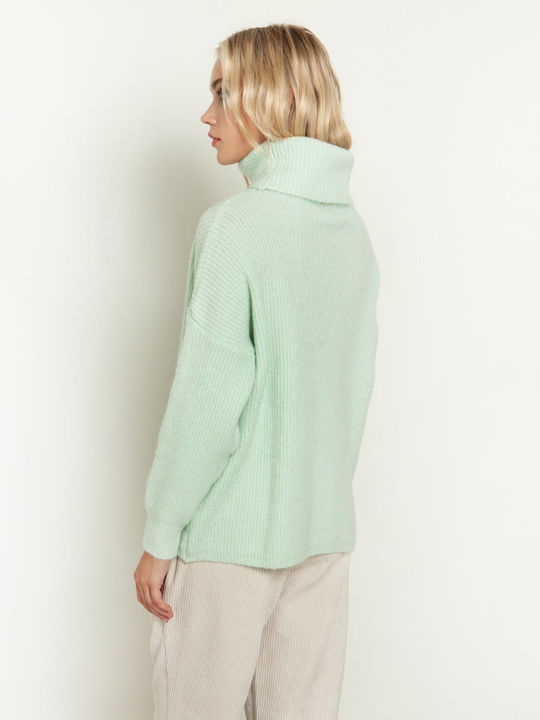Toi&Moi Women's Long Sleeve Sweater Turtleneck Green