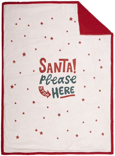 Nef-Nef Homeware Santa Please Ριχτάρι Πολυθρόνας Sherpa 130x180εκ. Ecru / Red