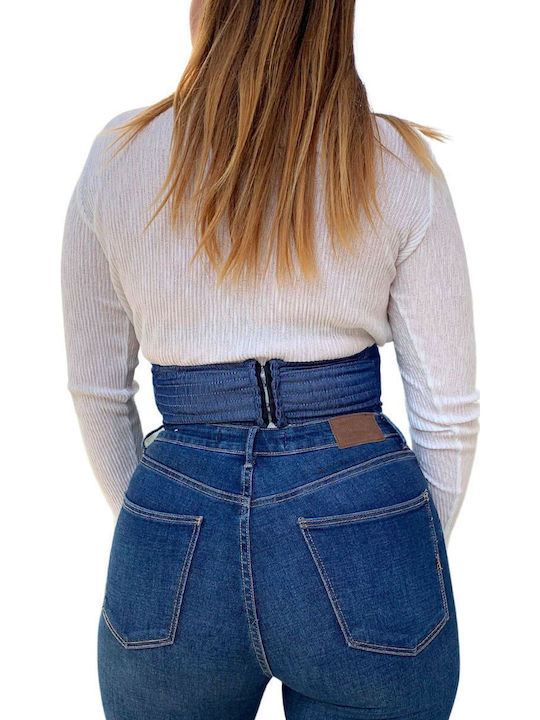 Breite Elastische Damen Gürtel Blau