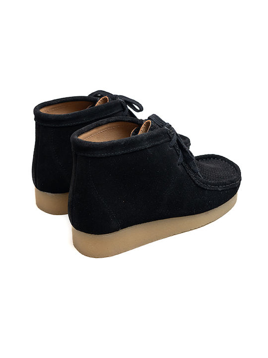 Suede Γυναικεία Μποτάκια με Πλατφόρμα Μαύρα