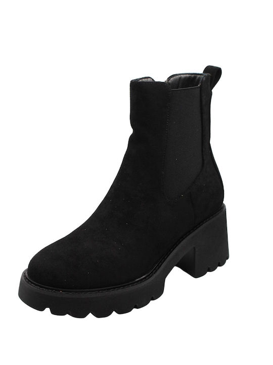 Plato Wildleder Damen Knöchelstiefel Schwarz