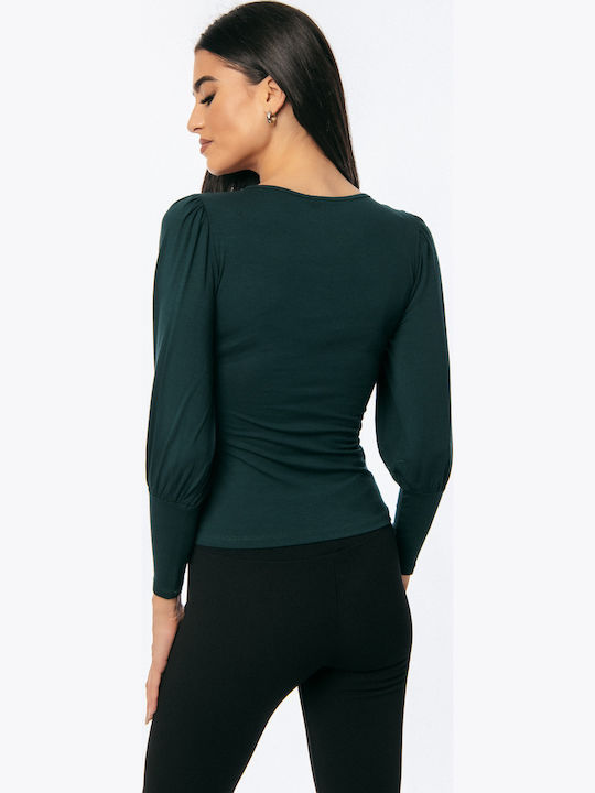 Γυναικεία Μπλούζα Off-Shoulder Μακρυμάνικη Πρασινο