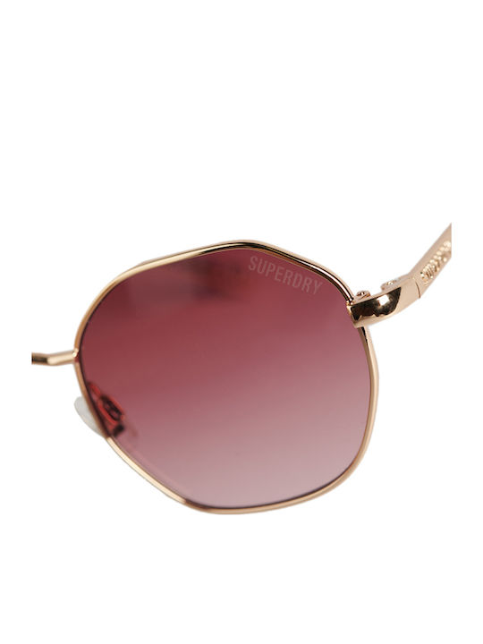 Superdry Vintage Script Women's Sunglasses with Rose Gold Metal Frame and Red Lens Y9710002A-6VB