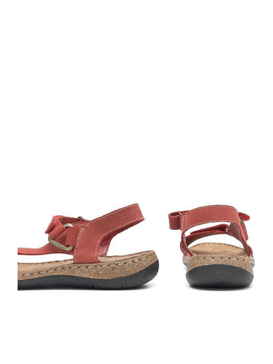 Flache Sandalen für Damen mit Riemen in Rot Farbe