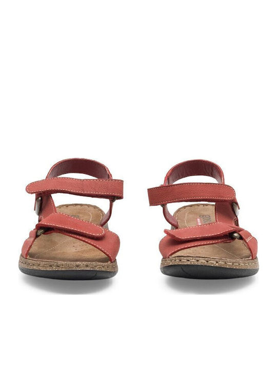 Flache Sandalen für Damen mit Riemen in Rot Farbe