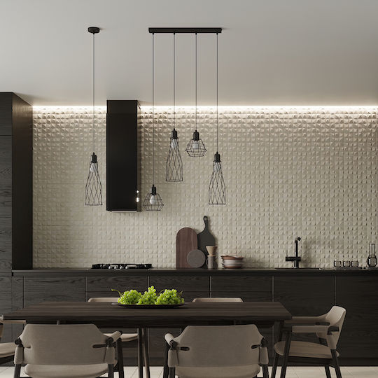 Sollux Pendant Light Black for 4 Bulbs E27 38x38x20cm