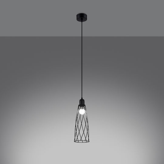 Sollux 1 Pendant Light Black with Socket E27 13x13x390cm