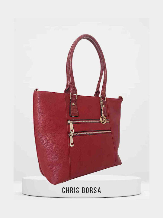 Chris Borsa Din piele Geantă de damă De mână Burgundy