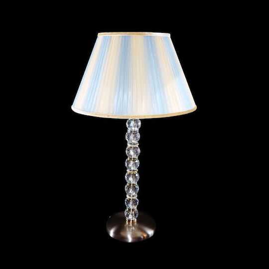 DITS Lighting Crystal Table Lamp for Socket E27 with White Shade and Silver Base
