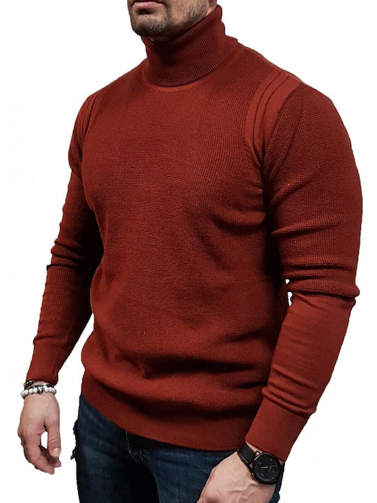 Vittorio Artist Men's Long Sleeve Sweater Turtleneck Burgundy