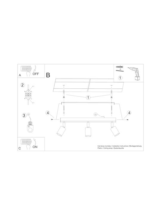 Sollux 3l Pendant Light White with Socket GU10 18x13x47cm