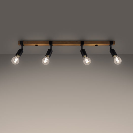 Sollux 4 Hängelampe Schwarz für 5 Lampen E27 10x82cm.