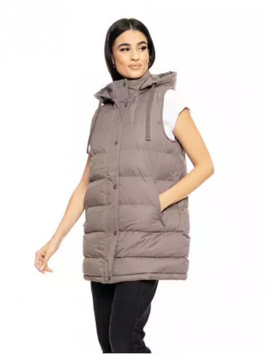 Biston Lang Damen Ärmellos Puffer Jacke für Winter Fango