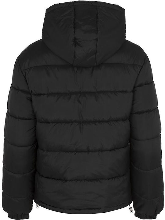 Fila Women's Short Puffer Jacket for Winter with Hood Black.