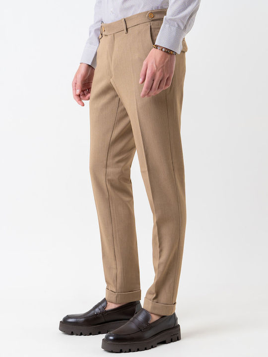 Men's Elastic Beige Chino Trousers