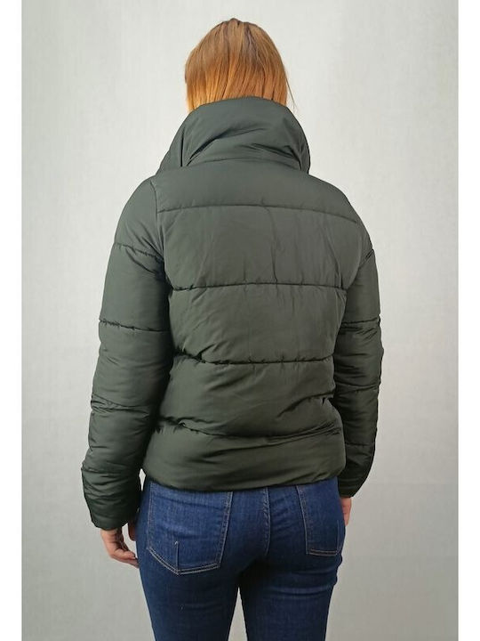 Only Women's Short Puffer Jacket for Spring or Autumn Black