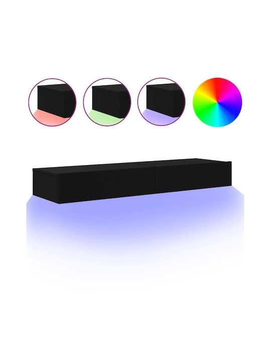 TV Stand with LED Lighting Black L120xW35xH15.5cm