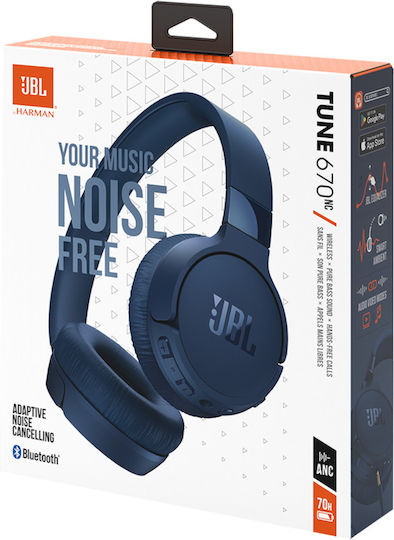 JBL Live 670NC Wireless / Wired On Ear Headphones with 65 hours of Operation and Quick Charge Blue