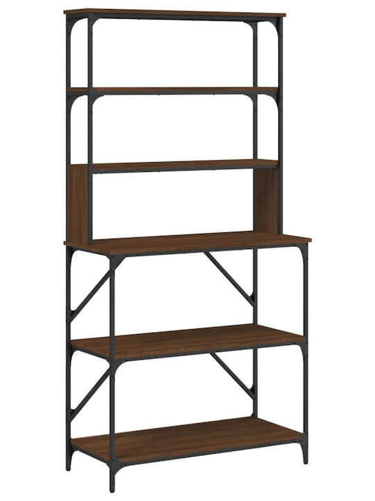 vidaXL Кухненски Метален Стелаж С 6 Позиции Кафяв 90x40x180см