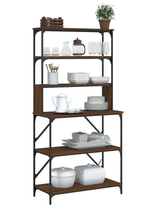vidaXL Кухненски Метален Стелаж С 6 Позиции Кафяв 90x40x180см