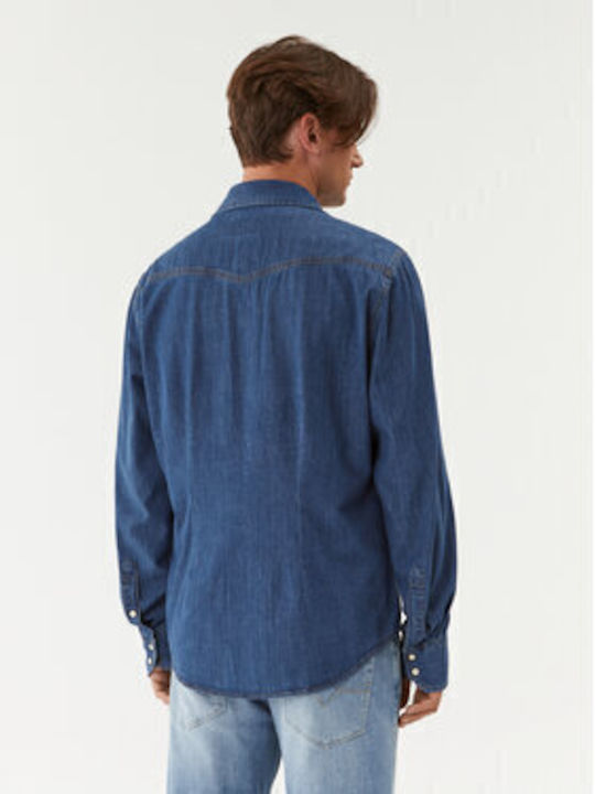 Carson Long-sleeved Denim Shirt Blue