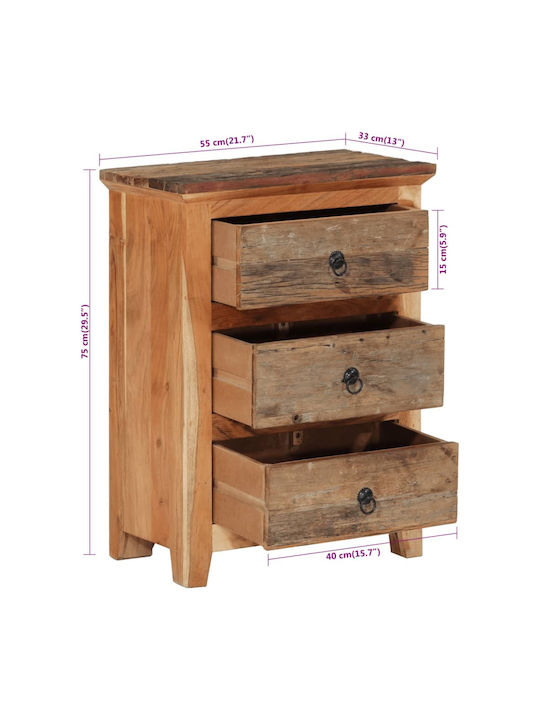 Συρταριέρα Αποθήκευσης από Μασίφ Ξύλο Μ55xΠ33xΥ75εκ.