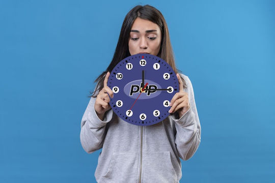 Koupakoupa Php Ρολόι Τοίχου Ξύλινο Μωβ Ø19cm