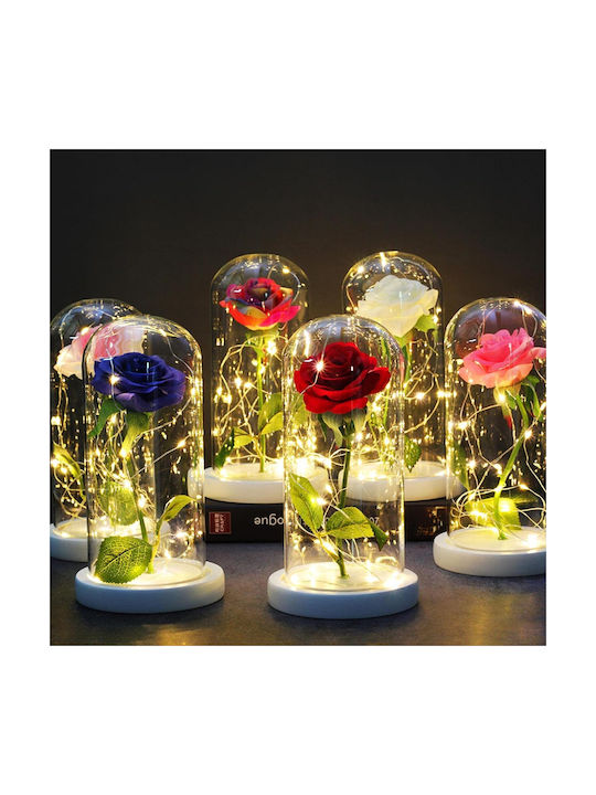 Trandafir Etern White 22cm în Yala cu LED