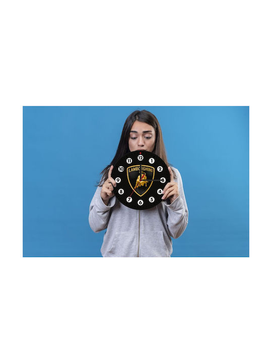 Koupakoupa Lamborghini Ρολόι Τοίχου Ξύλινο Μαύρο Ø19cm