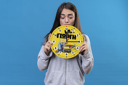 Koupakoupa Wanduhr Hölzernes Gelb Ø19cm
