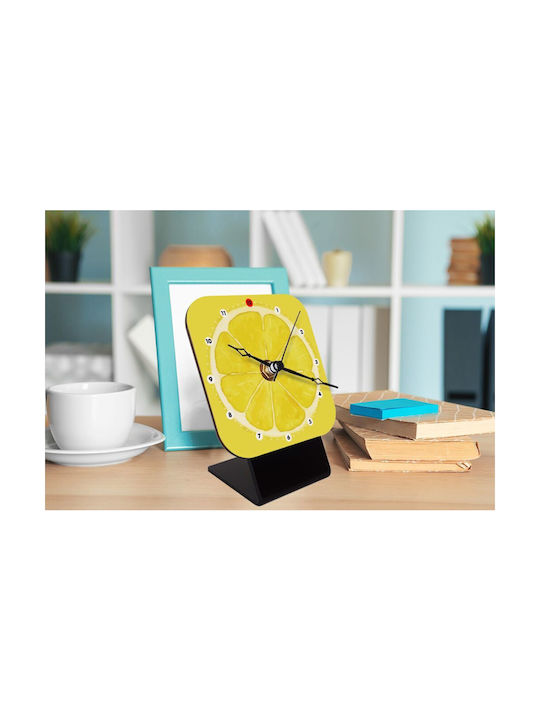 Koupakoupa Koupakoupa Tischuhr mit Zeigern Holz Gelb KP_5293_CLOCK-DESK-SQUARE