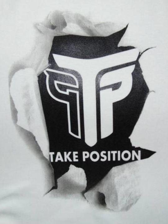 Takeposition Torn-logo T-shirt Bărbătesc cu Mânecă Scurtă Alb