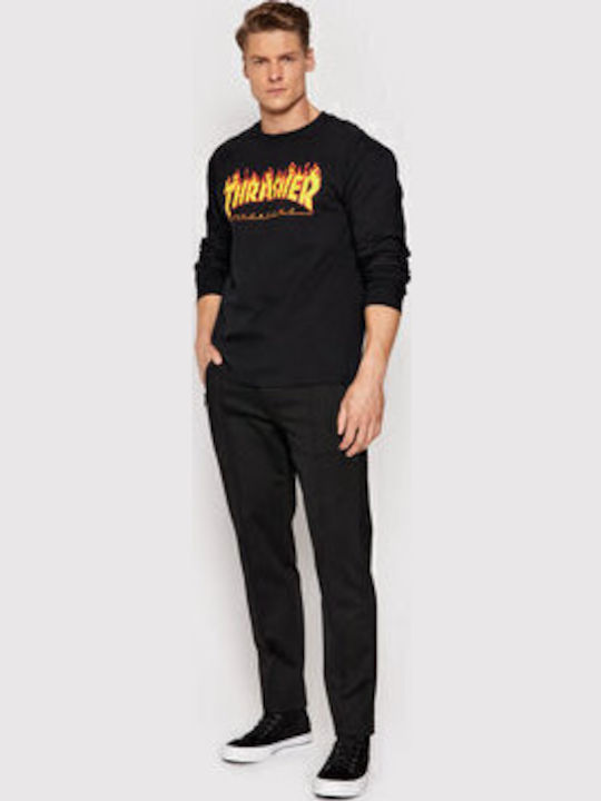 Flame Langarmbluse Schwarz