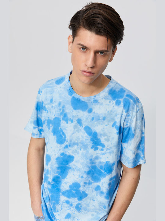 Aristoteli Bitsiani Tie Dye Men's Short Sleeve Blouse Polo Light Blue