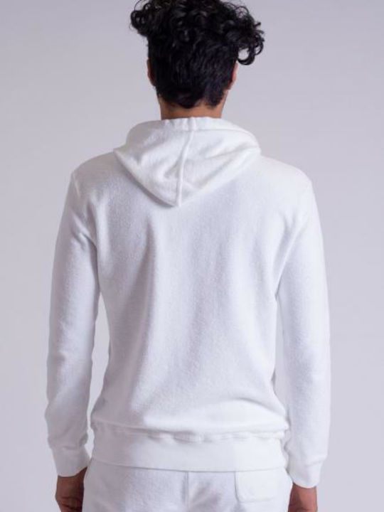 Wool & Co Hoodie Wool&co 8226 Ανδρική Μπλούζα Μακρυμάνικη Λευκή