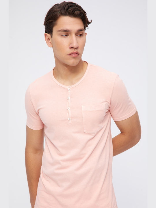 Aristoteli Bitsiani Men's Short Sleeve T-shirt with Buttons Pink