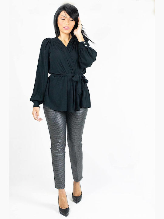 Avant Garde Women's Blouse Long Sleeve Black