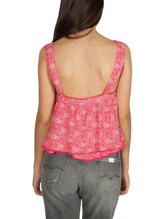 Free People Damen Sommer Crop Top Ärmellos Red