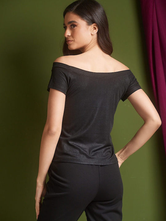 Γυναικεία Καλοκαιρινή Μπλούζα Off-Shoulder Κοντομάνικη Μαύρο