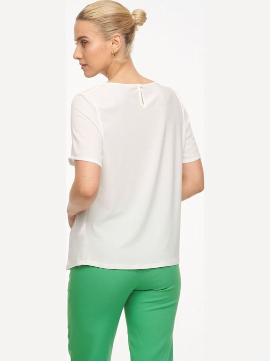 Women's Summer Blouse Short Sleeve White
