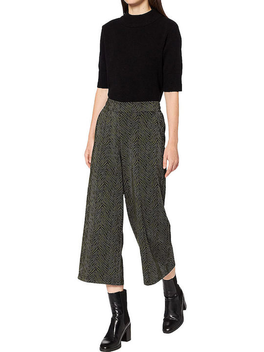 'kate Women's High-waisted Fabric Capri Trousers with Elastic Green (190512/IVY GREEN)