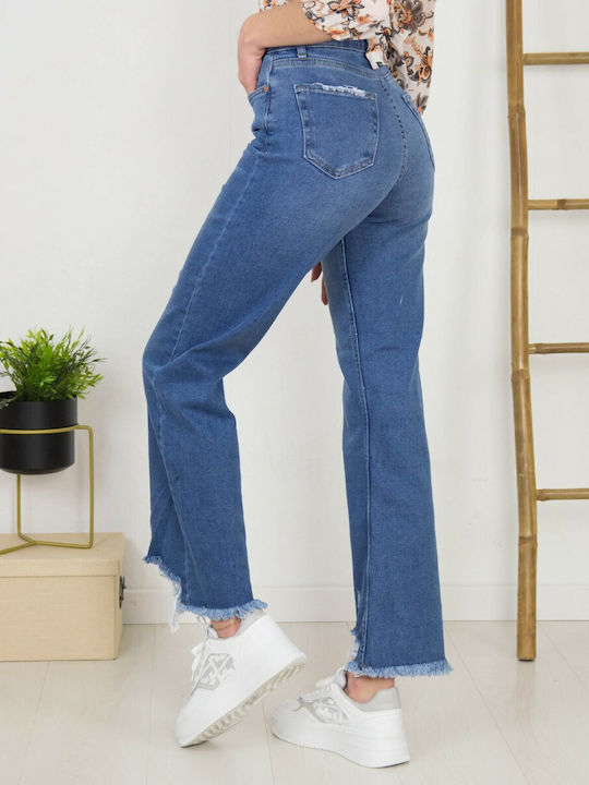 Huxley & Grace Women's Jean Trousers with Rips in Loose Fit