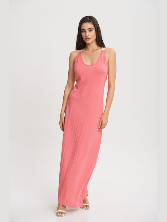 Lipsy London Summer Maxi Evening Dress Open Back Pink