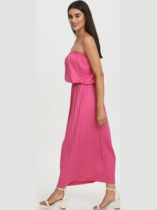 Sommer Maxi Abendkleid Trägerlos Pink