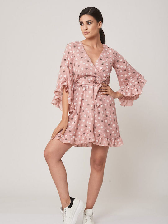 Ad'Oro Summer Mini Dress Wrap Pink