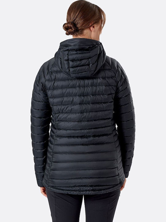 Microlight Alpine Women's Long Puffer Jacket Waterproof and Windproof for Winter Black
